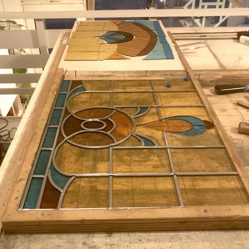 glas in lood paneel raam art nouveau restauratie Den Haag ’s-Gravenhage en omgeving